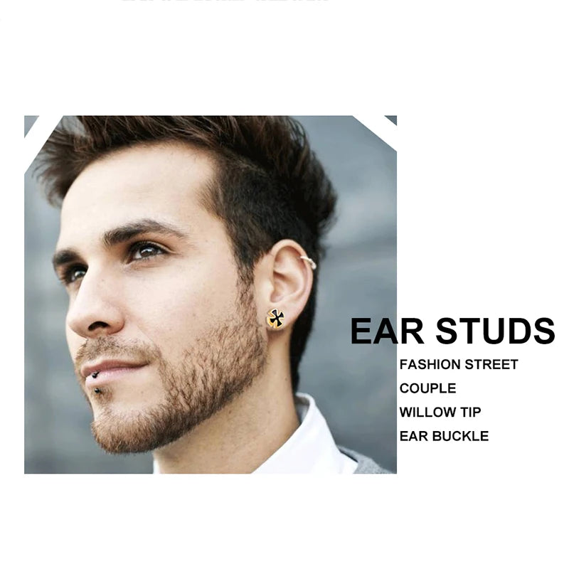 Trend Unisex Women Men Stud Earrings Knights Templar Iron Cross Ear Piercing Stainless Steel Maltese Crucifix Biker Ear Jewelry