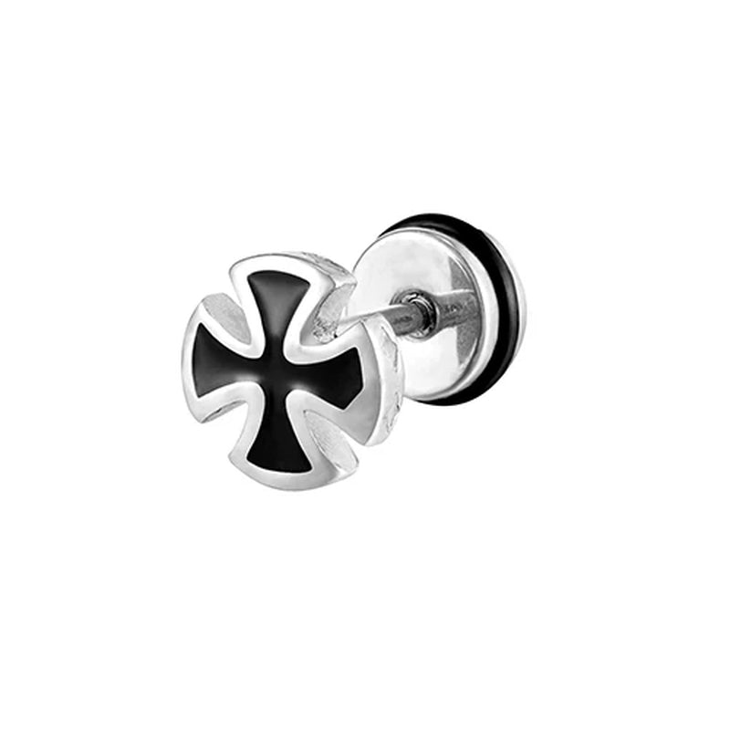 Trend Unisex Women Men Stud Earrings Knights Templar Iron Cross Ear Piercing Stainless Steel Maltese Crucifix Biker Ear Jewelry