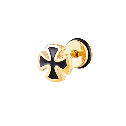 Trend Unisex Women Men Stud Earrings Knights Templar Iron Cross Ear Piercing Stainless Steel Maltese Crucifix Biker Ear Jewelry