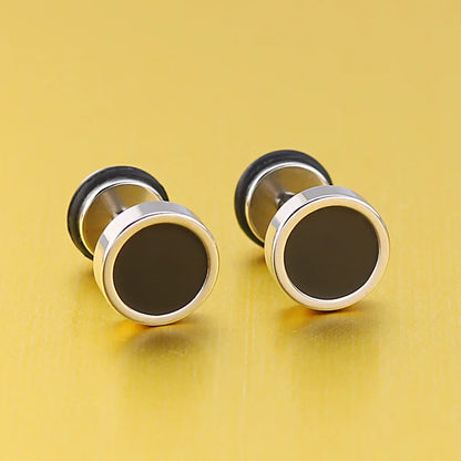 Men'S Earings Titanium Steel round Black Oil Drip Stud Earrings for Men Korean Fashion Stainless Steel Punk Jewelry Accessories